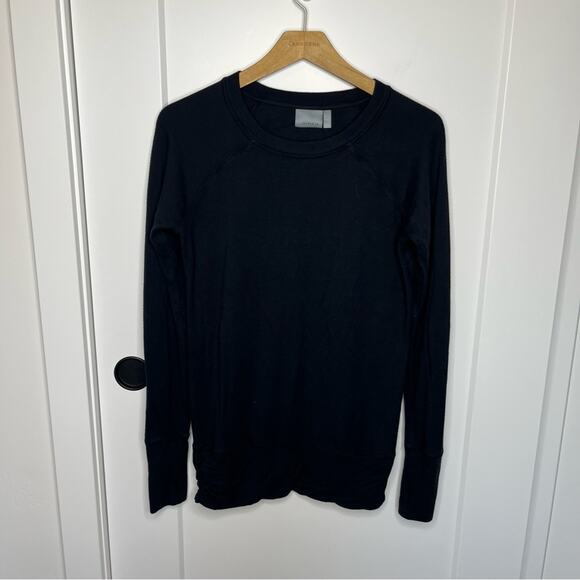 Athleta Studio Cinch Black Scoop Neck Modest Length Pullover Size XS - Picture 2 of 8